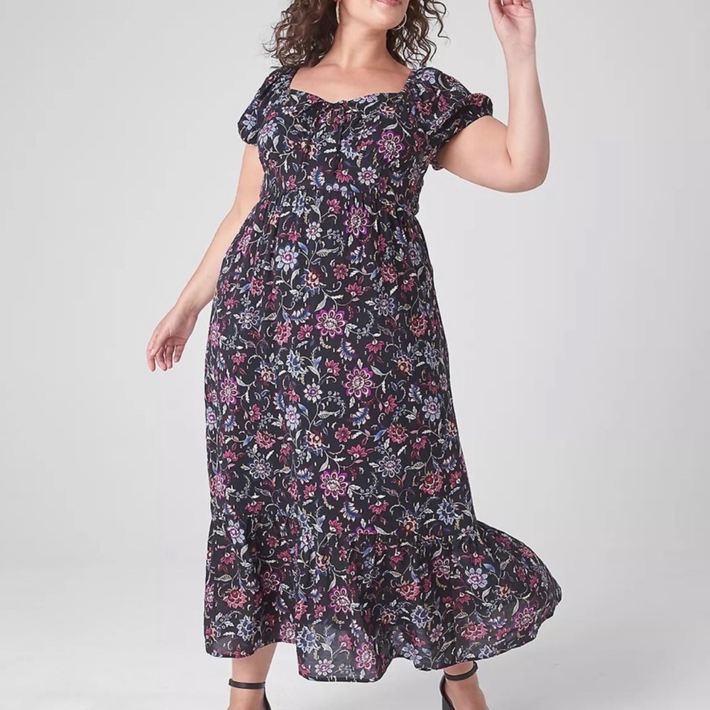 Lame Bryant tie neck tiered midi dress